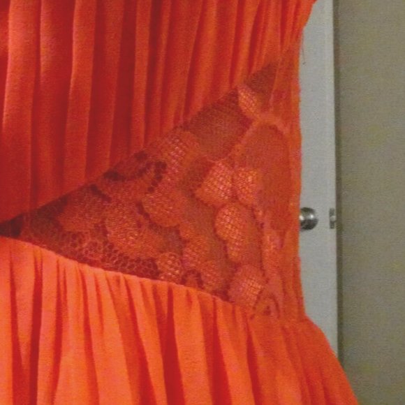 Little Mistress Womens 6 Coral Prom Maxi Dress Long Gown Lace Chic Gorgeous - Picture 6 of 13